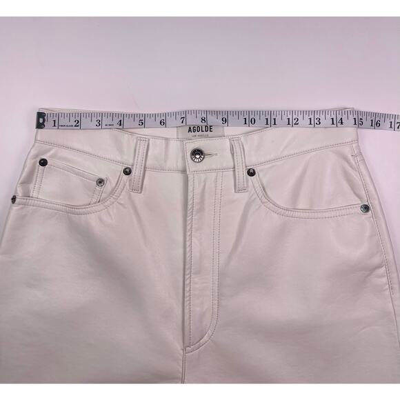 AGOLDE White Recycled Leather Straight Leg Pants Size 28 - Picture 8 of 9